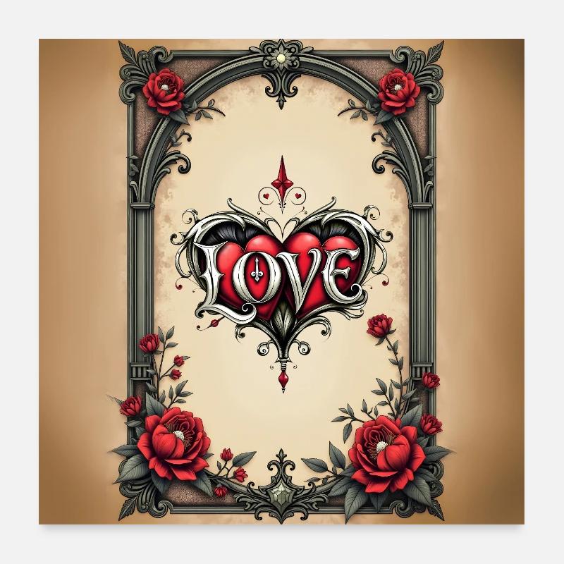 Love Body Art im Gothic Style Poster 60x60 cm