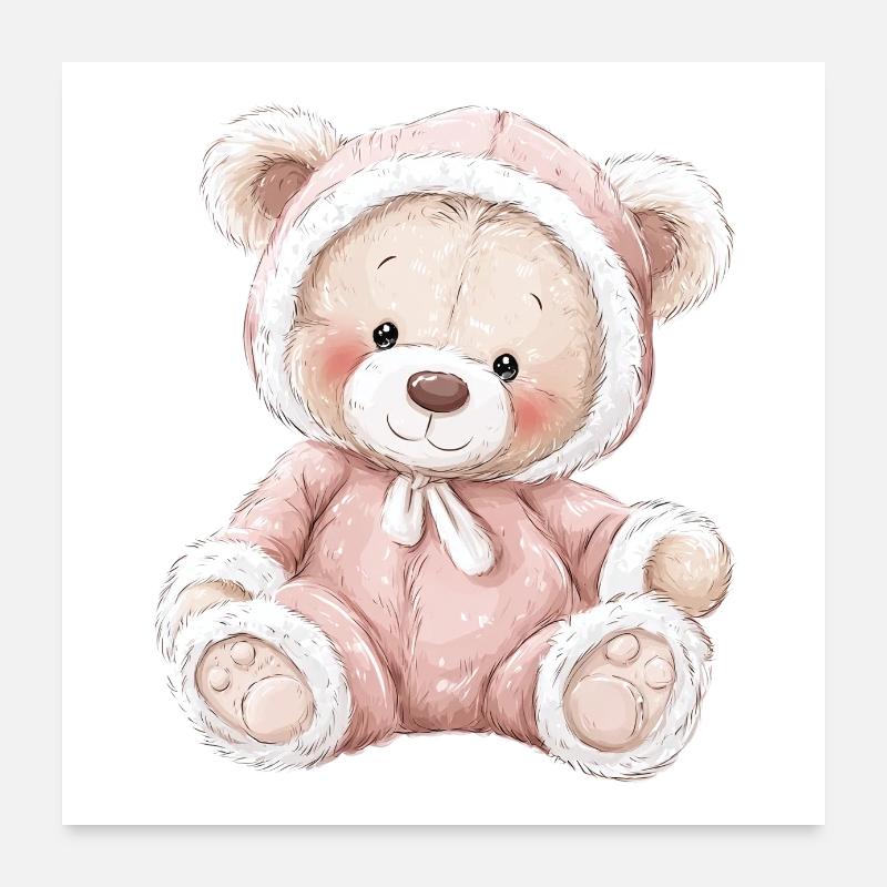 Mignon bébé ours en peluche Poster 60 x 60 cm