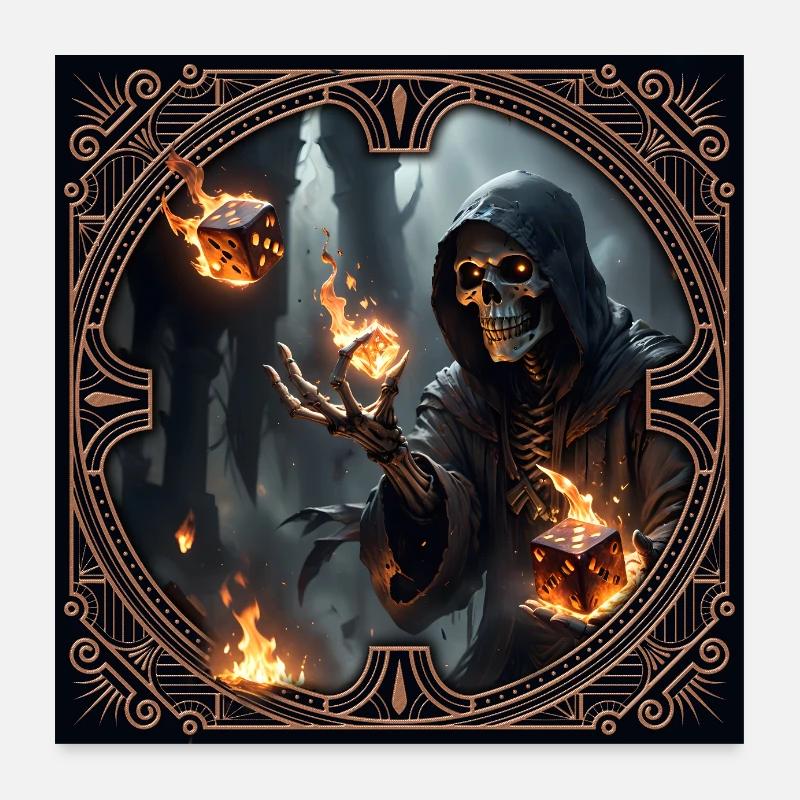 Skeleton Rune Mage in Shadows Poster 24" x 24" (60x60 cm)