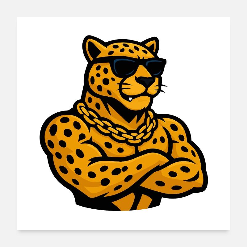 Leopard Cheetah Comic Poster 24" x 24" (60x60 cm)