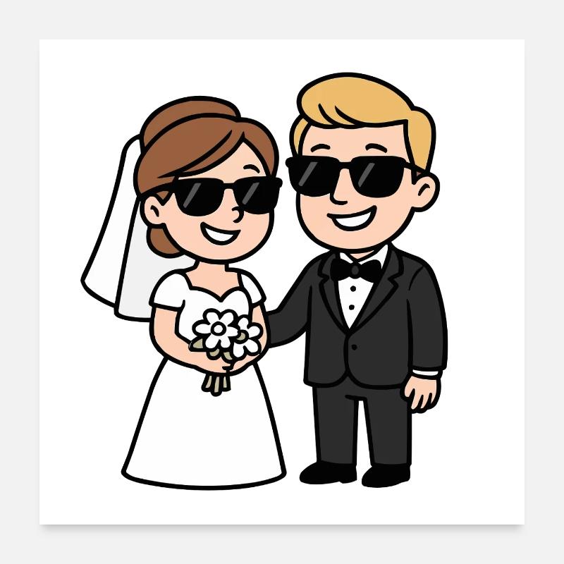 brautpaar ehepaar comic Poster 60x60 cm