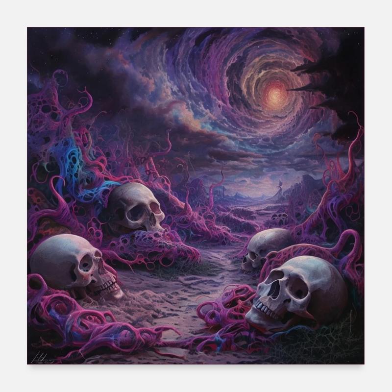 Kosmisches Schädelreich Kunstwerk - Poster 60x60 cm - Weiß