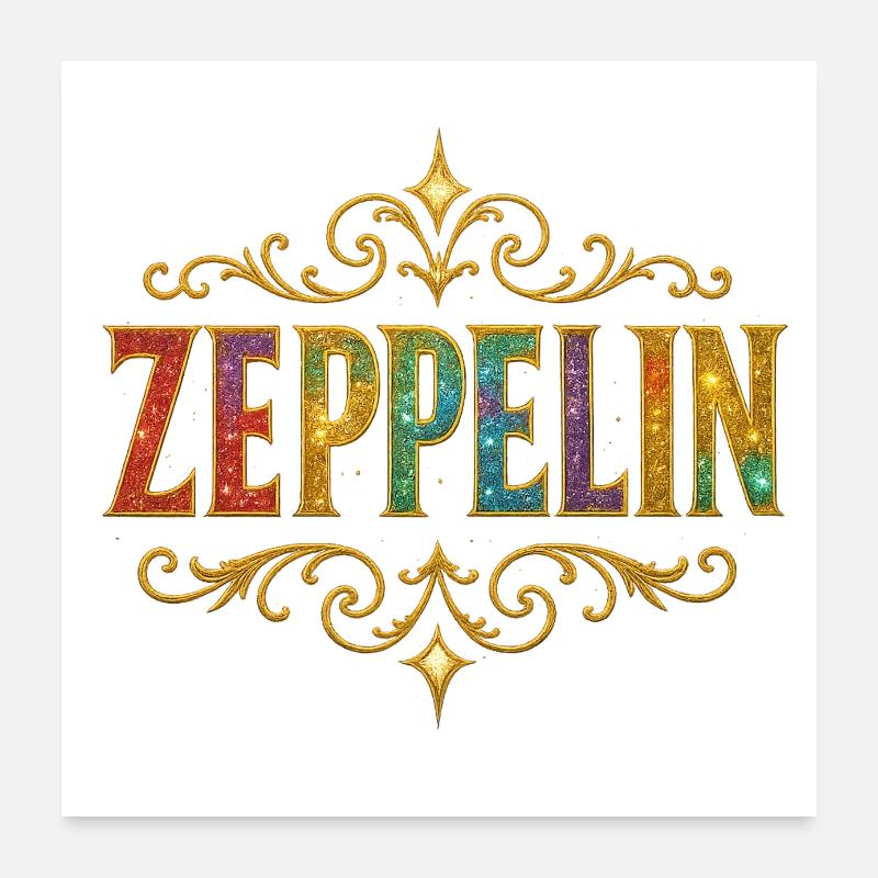 ZEPPELIN Glitter Gold Sequins Poster 24" x 24" (60x60 cm)