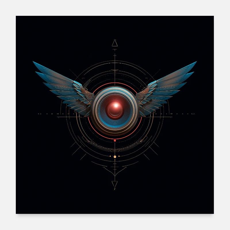 Futuristisches Winged Emblem – Techno Vision Poster 60x60 cm