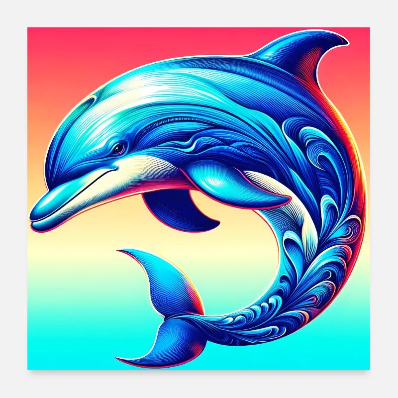 Delfin - Poster 60x60 cm - Weiß