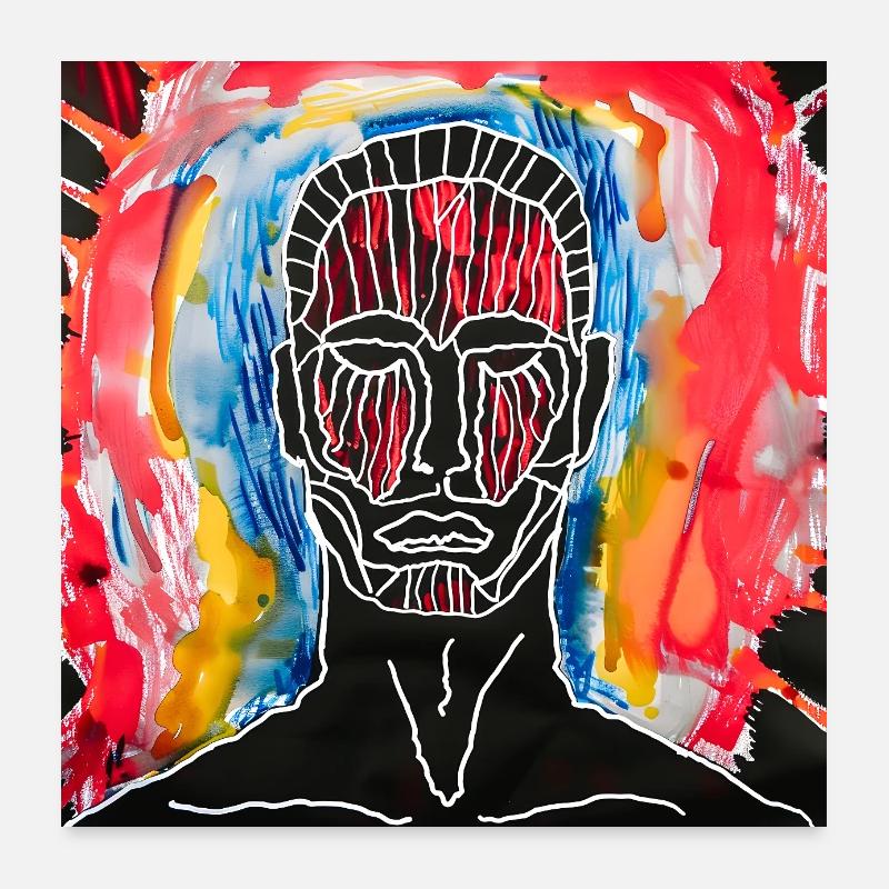 Abstract portrait in bright colors Poster 24" x 24" (60x60 cm)