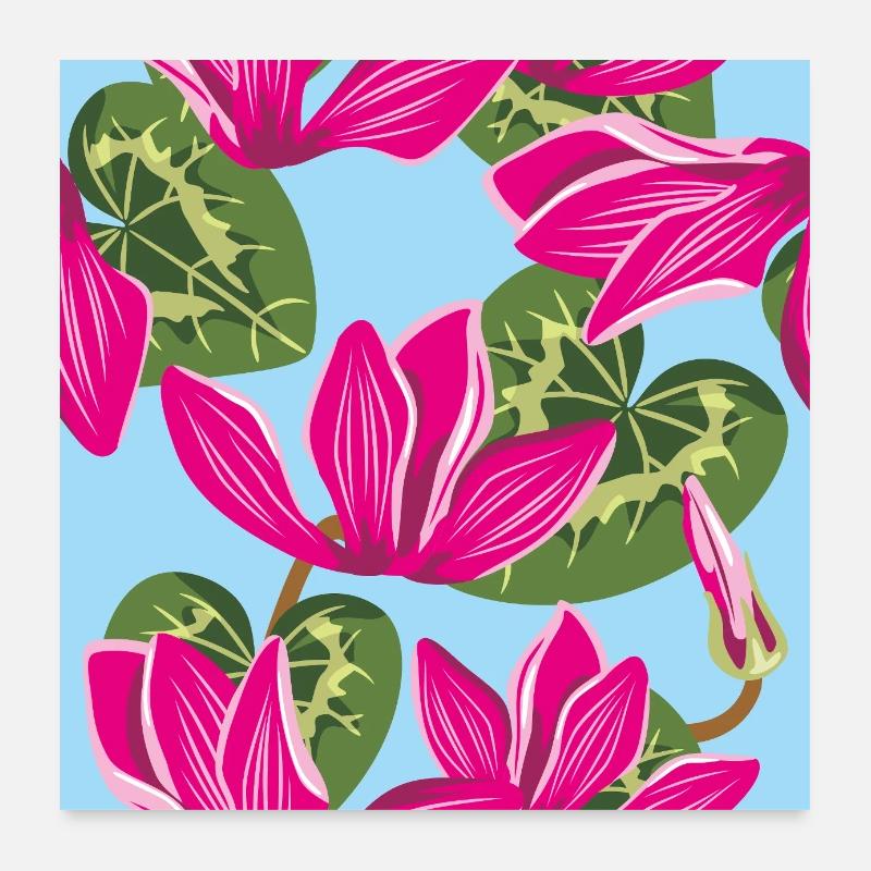 Helles Muster mit Alpenveilchenblüten Poster 60x60 cm