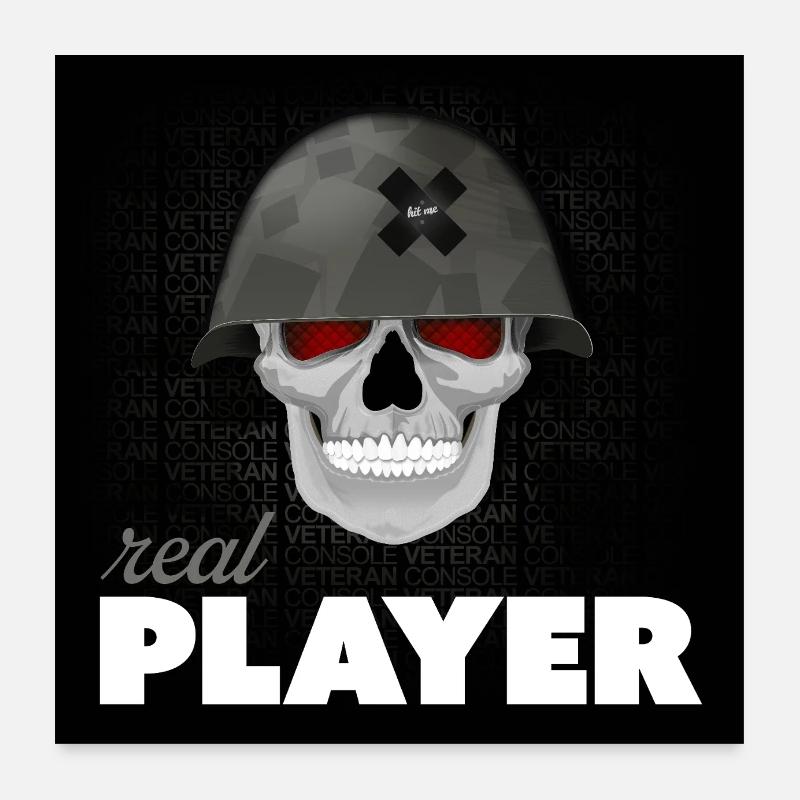 Skull Veteran - Conception de casque de jeu Real Player Poster 60 x 60 cm