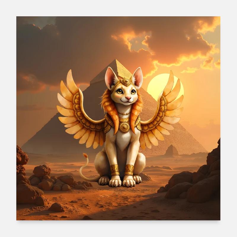 Chat ailé dans le désert d’Égypte Poster 60 x 60 cm