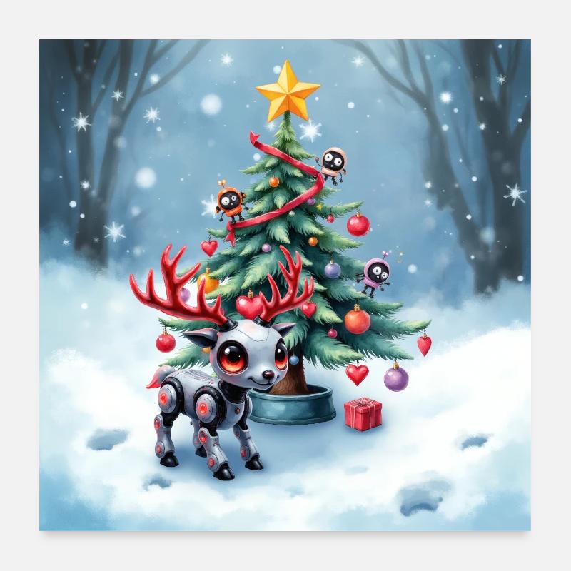 Renne robot de Noël Poster 60 x 60 cm