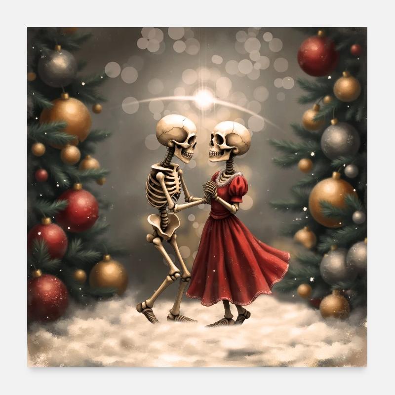 Danse squelettique de Noël Poster 60 x 60 cm
