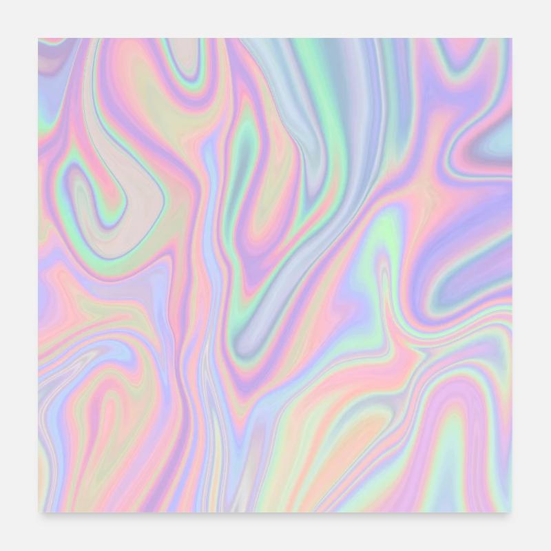 Irideszierende Abstrakte Liquid Pastel Muster Poster 60x60 cm