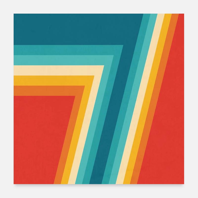 Géométrie colorée des rayures rétro Poster 60 x 60 cm