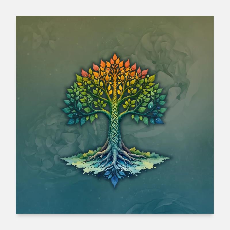 Geflochtener Regenbogenbaum Poster 60x60 cm