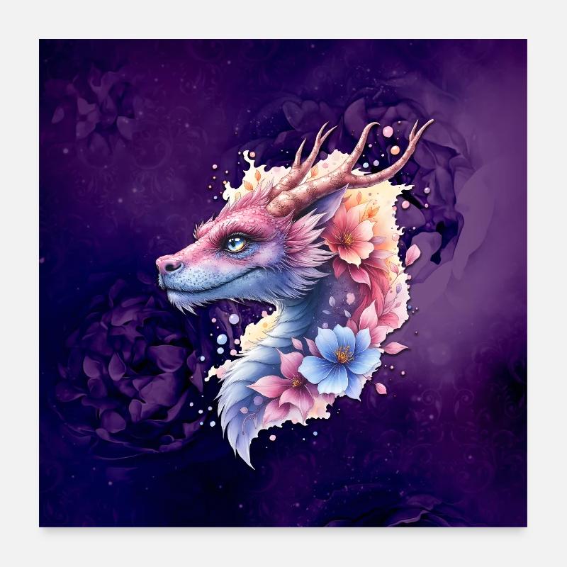 Stern-Blumendrache Poster 60x60 cm