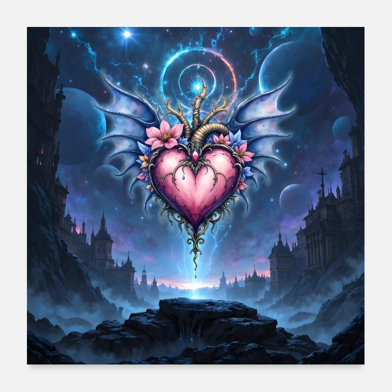 Winged Heart in Cosmos Poster 24" x 24" (60x60 cm)