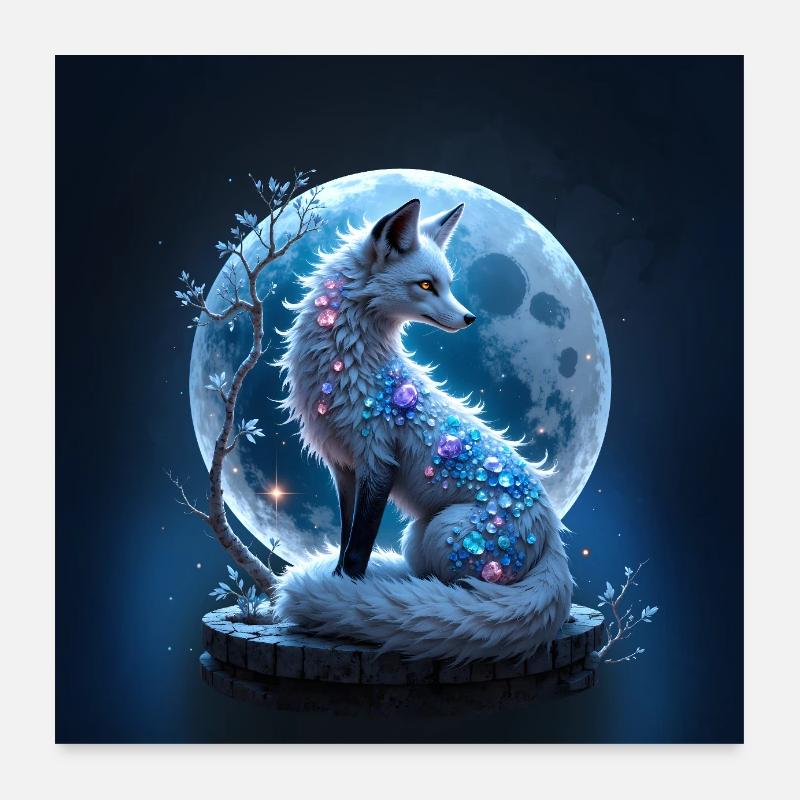 Blue Gem Lunar Fox Poster 24" x 24" (60x60 cm)