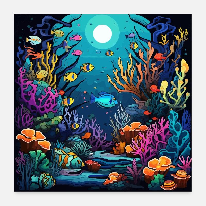 Coral Reef Underwater World Poster 24" x 24" (60x60 cm)
