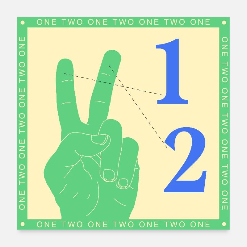 Graphique rétro One Two Counting Hand Poster 60 x 60 cm