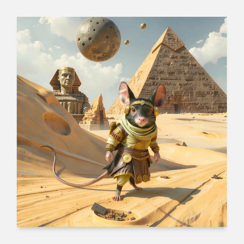 Rat aventureux en Égypte Poster 60 x 60 cm