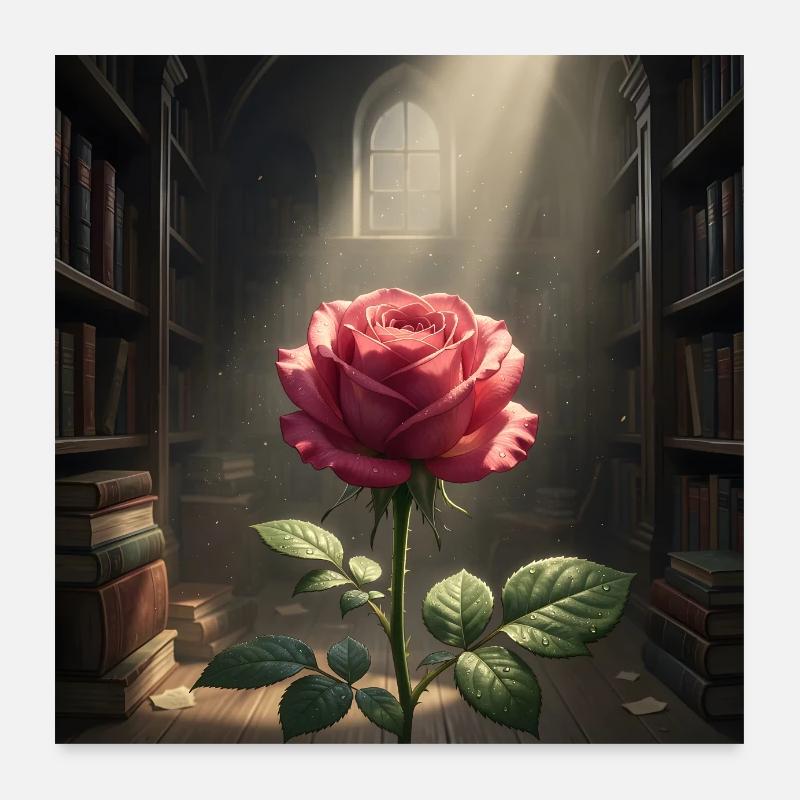 Rose Amidst Library Light Poster 24" x 24" (60x60 cm)