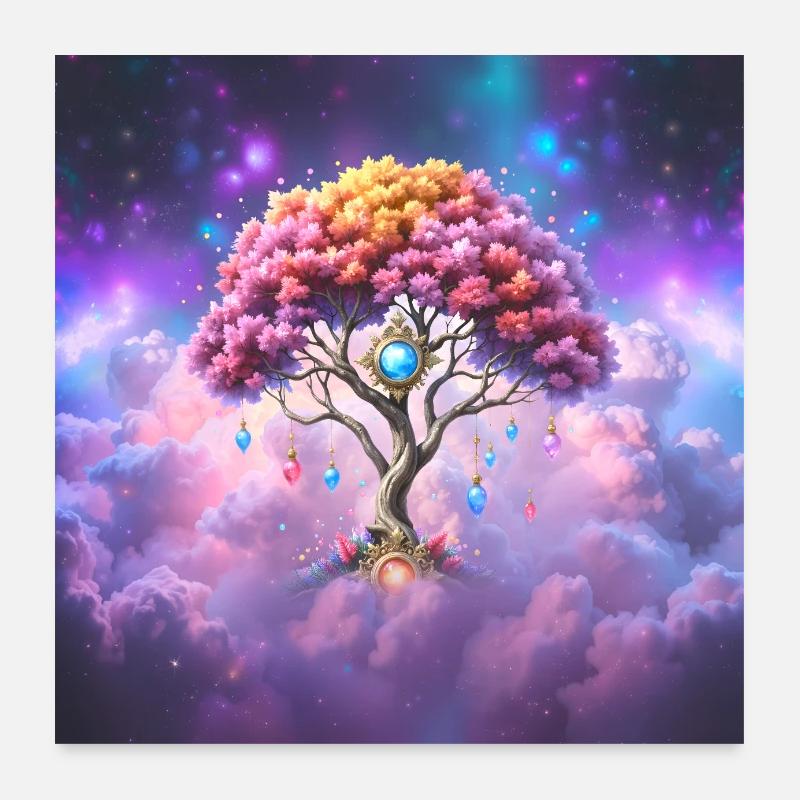 Kosmischer Edelsteinbaum Poster 60x60 cm
