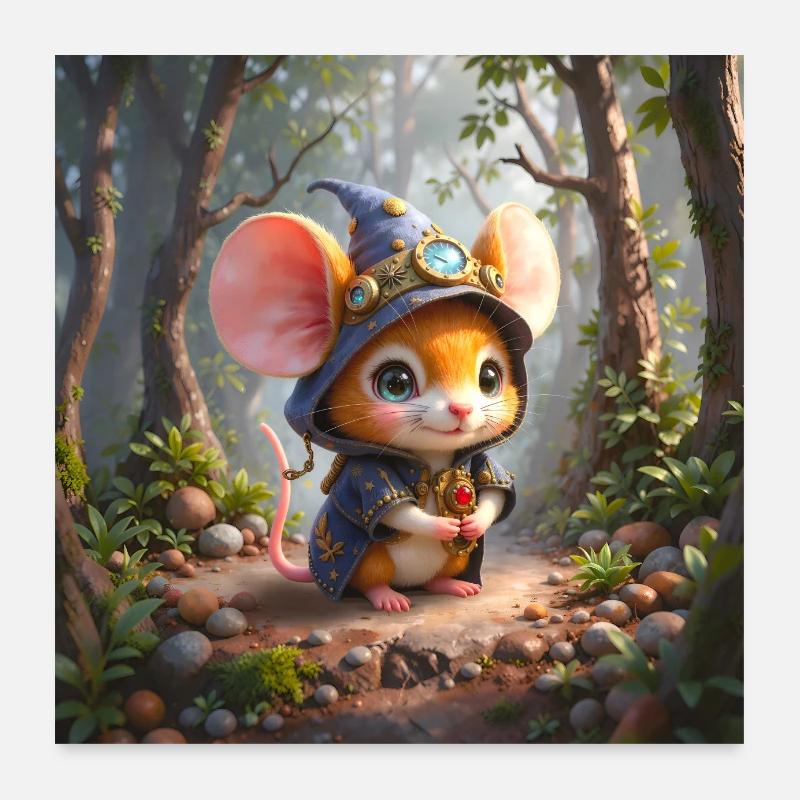 Leuchtender Waldmagier-Maus Poster 60x60 cm