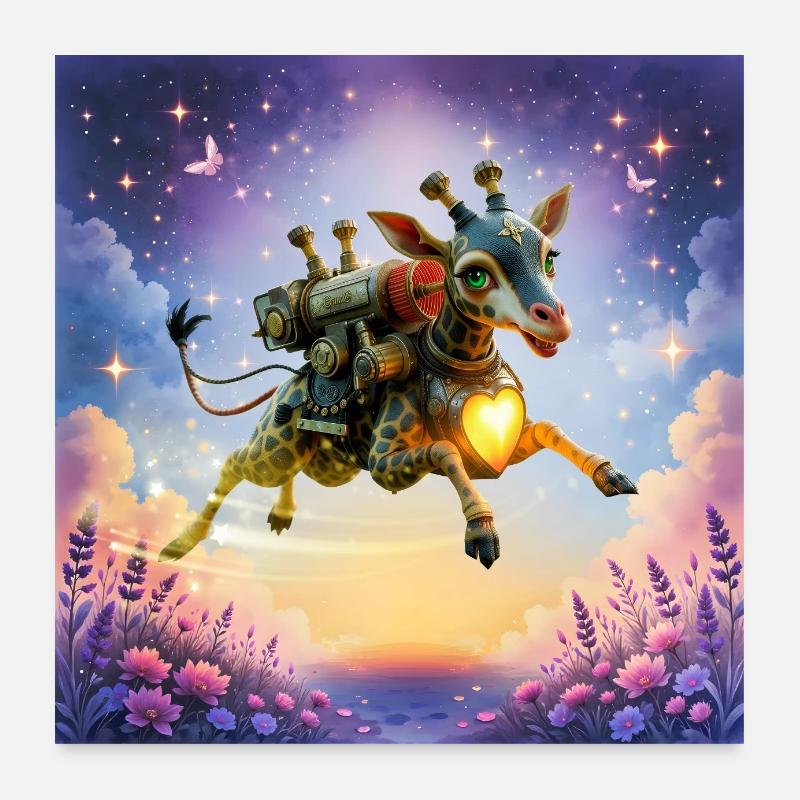 Rocket giraffe with heart Poster 24" x 24" (60x60 cm)