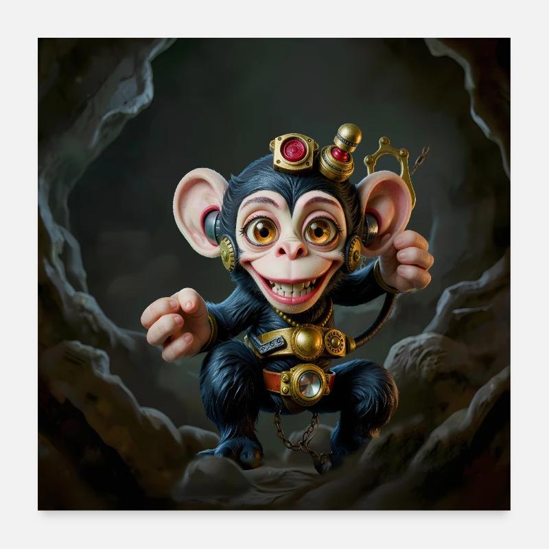 Abenteuerlicher Steampunk-Overall Poster 60x60 cm