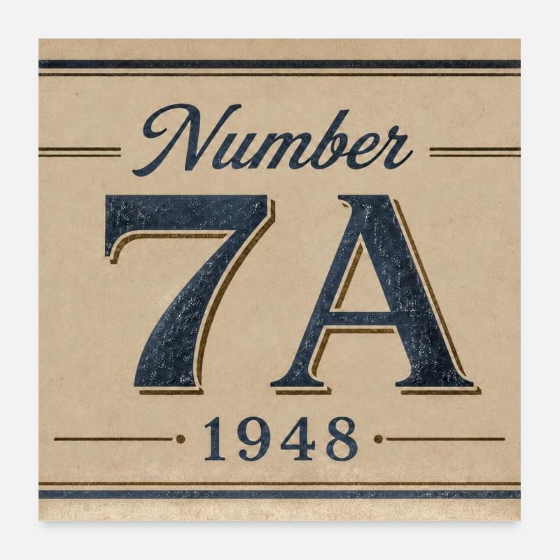Emblème numéral vintage 7A 1948 Poster 60 x 60 cm