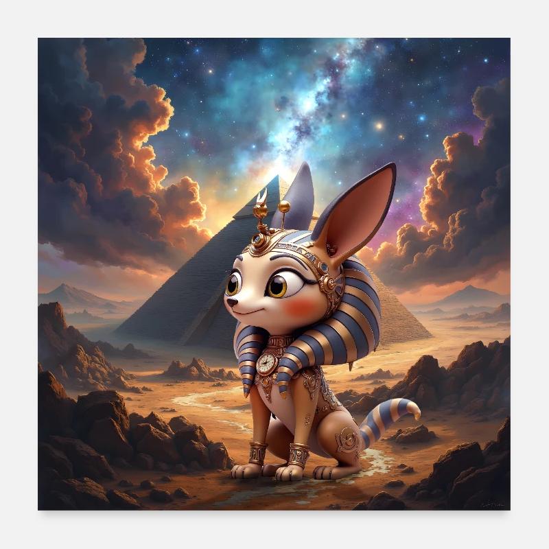 Pharaoh cat in stellar desert Poster 24" x 24" (60x60 cm)