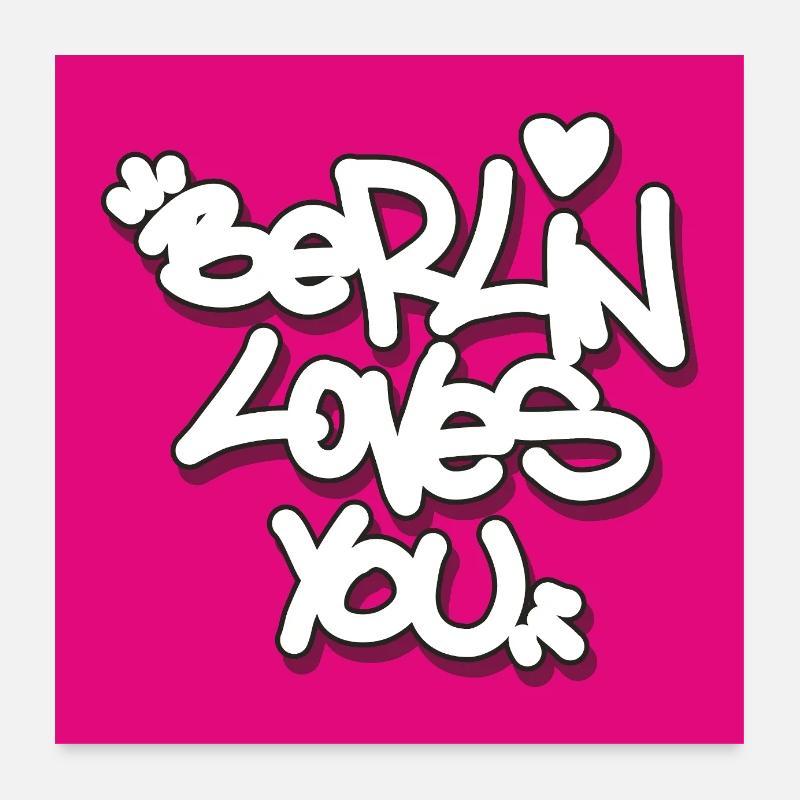 BLY_Berlin je t’aime - Autocollant rose - Poster 60 x 60 cm - blanc