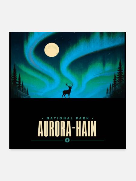 Parc national d’Aurora Hain – Nord - Poster 60 x 60 cm - blanc - Devant