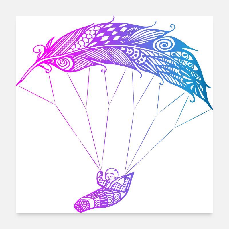 Paraglider feather feather light paraglider Poster 24" x 24" (60x60 cm)