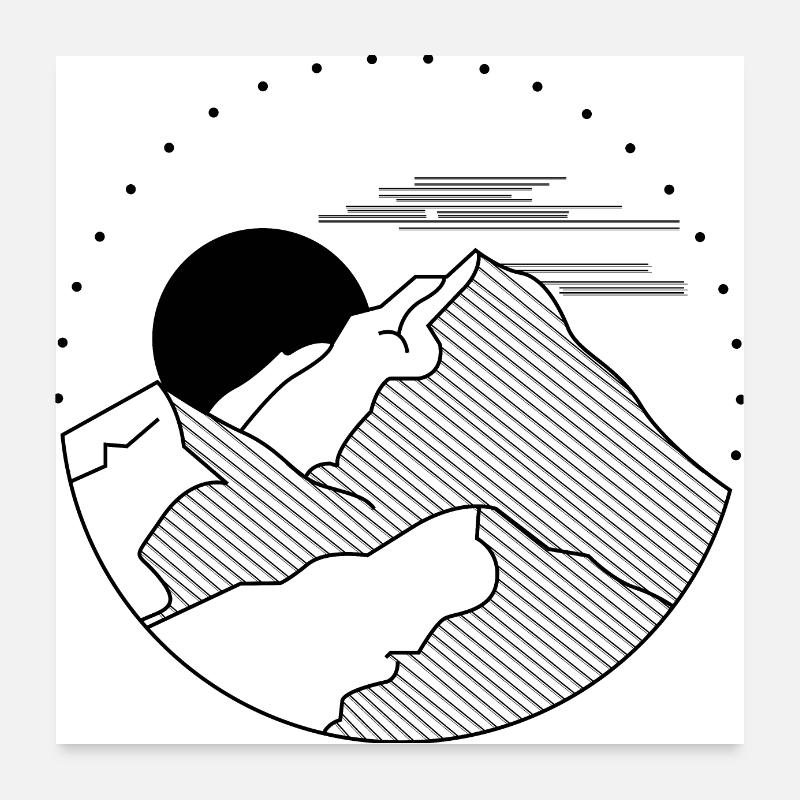 Montagnes de lignes de forme géométriques Poster 60 x 60 cm