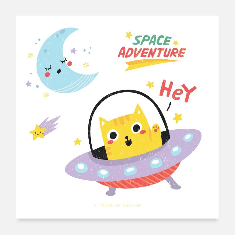 Chaton de l’espace - OVNI Poster 60 x 60 cm