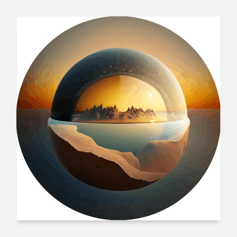 Flache Erde Fantasy Geschenk Poster 60x60 cm
