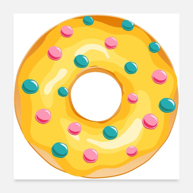 Donut Drawing Dessert Donuts Cake Pastry 1J Poster 24" x 24" (60x60 cm)
