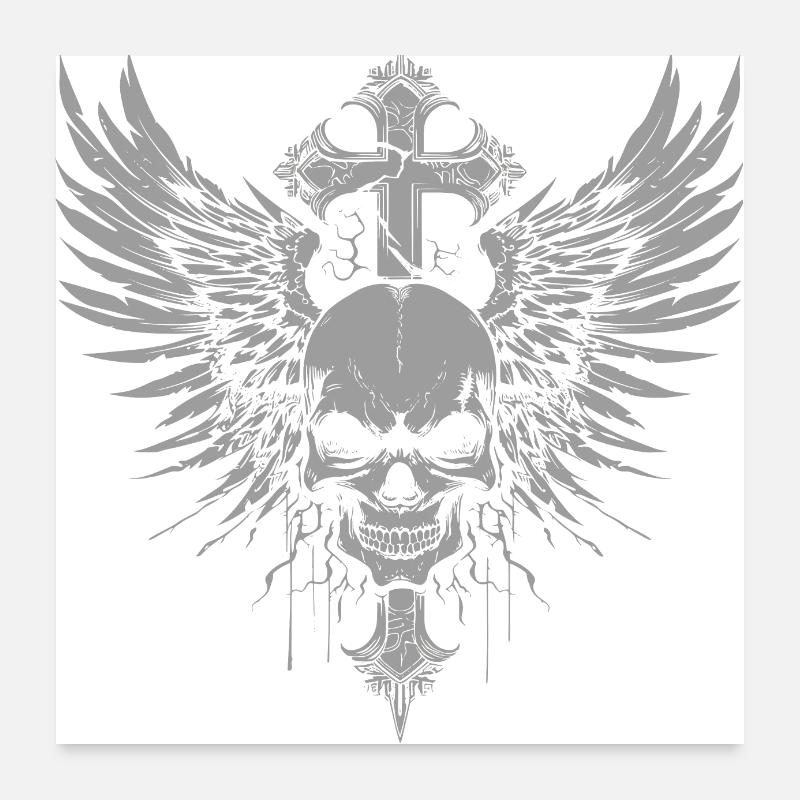 Goth Totenkopf Kreuz Schädel Poster 60x60 cm