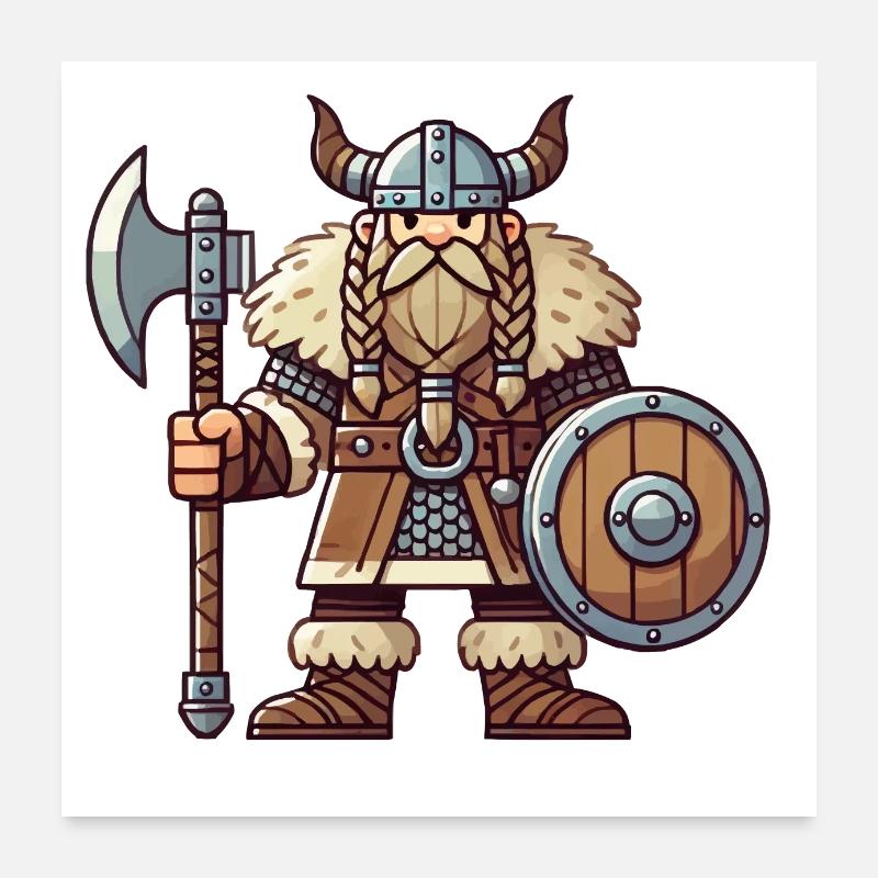 Wikinger Comic Poster 60x60 cm