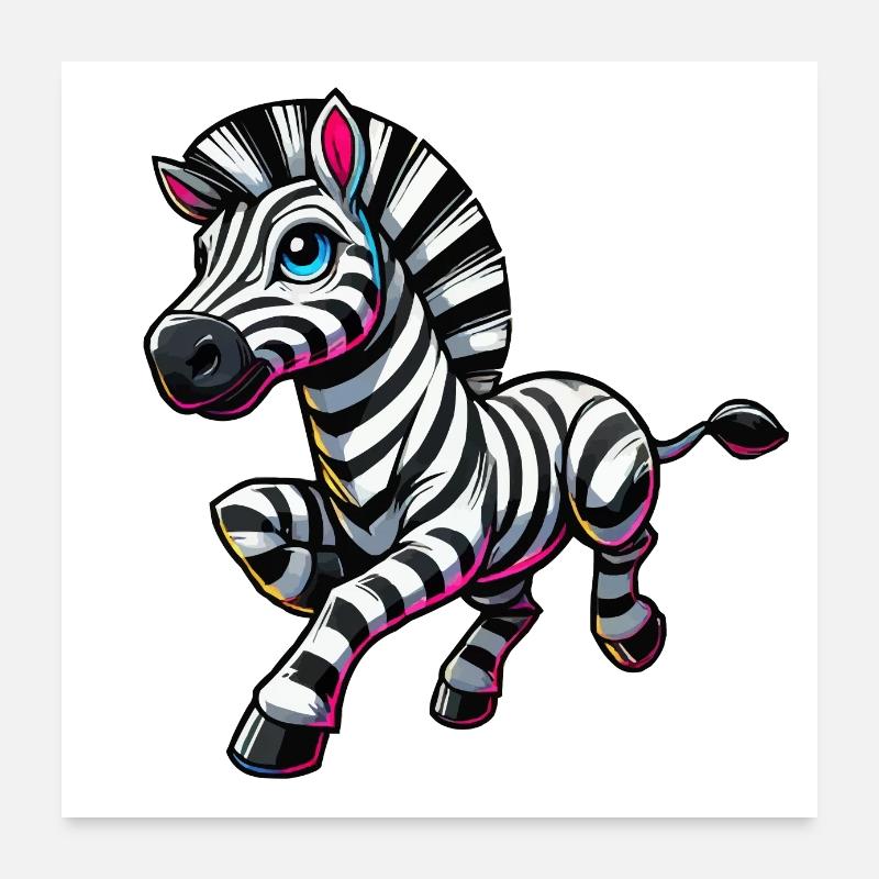 zebra comic - Poster 60x60 cm - Weiß