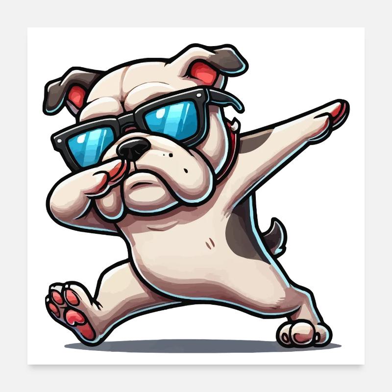 dog dabbing bulldog Poster 60x60 cm