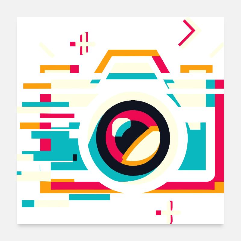 Pixel Fragmentation Camera - Vintage Photography A Poster 24" x 24" (60x60 cm)