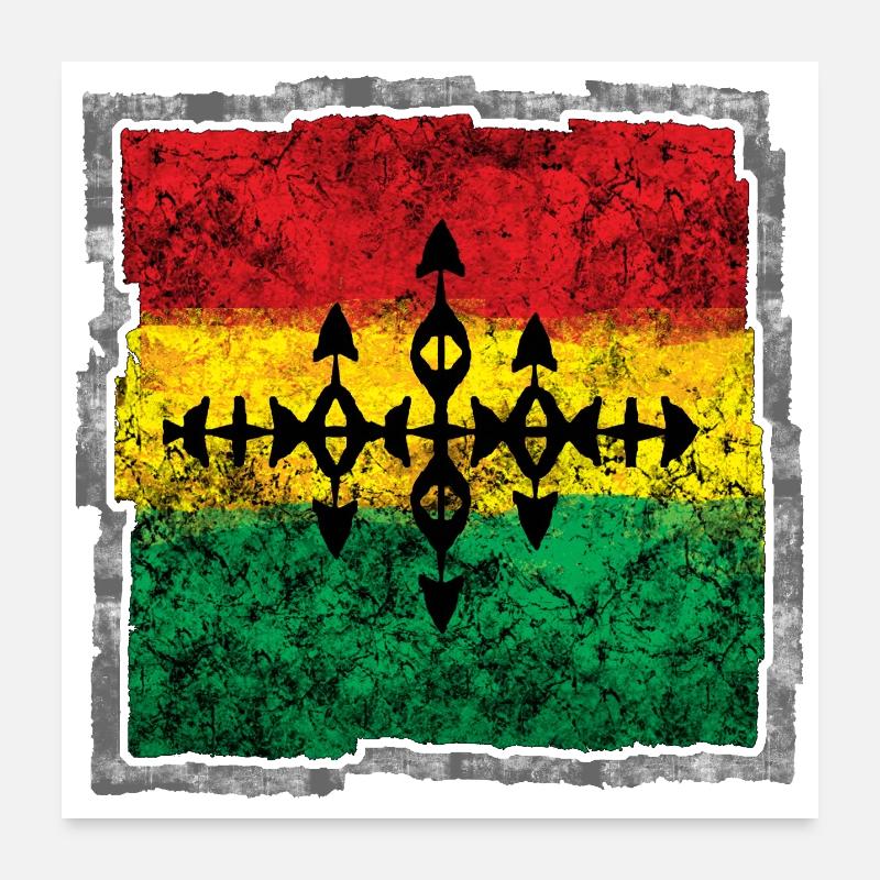 Abstract Reggae Coloring Cross - Poster 24" x 24" (60x60 cm) - white