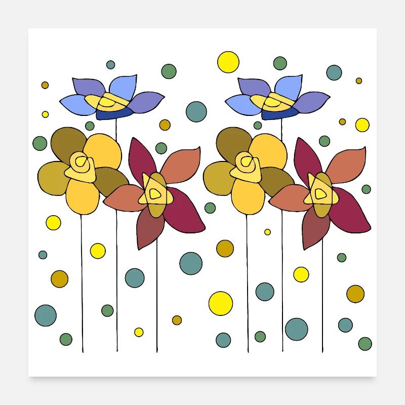 Blumen - Poster 60x60 cm - Weiß