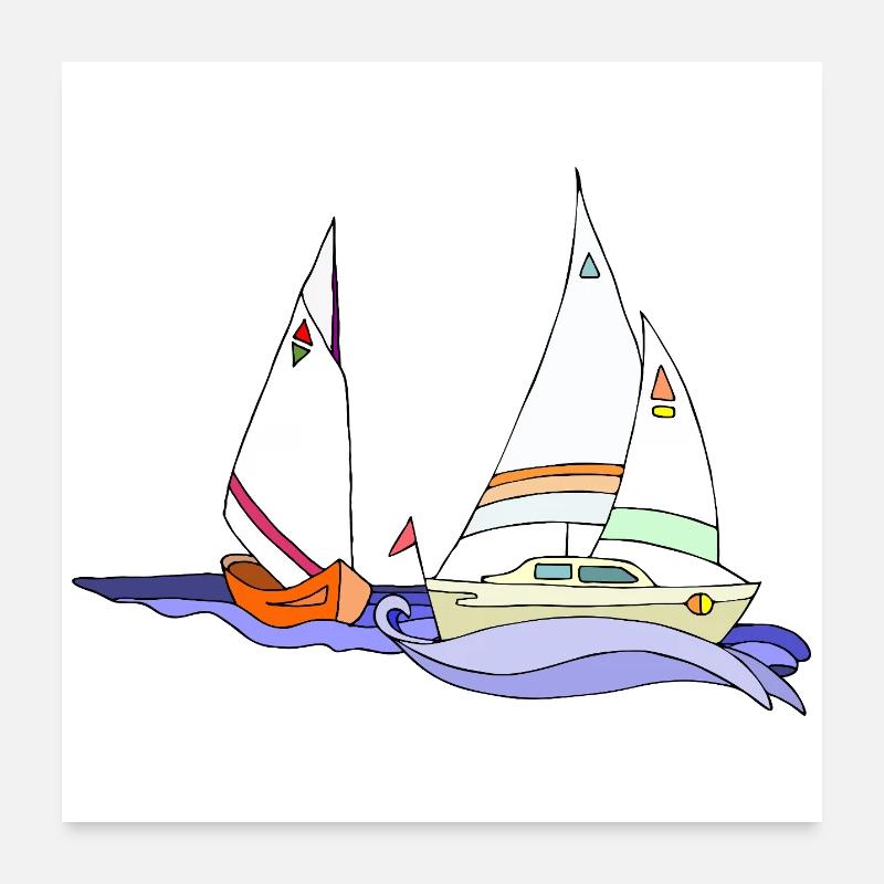 Voiliers Poster 60 x 60 cm