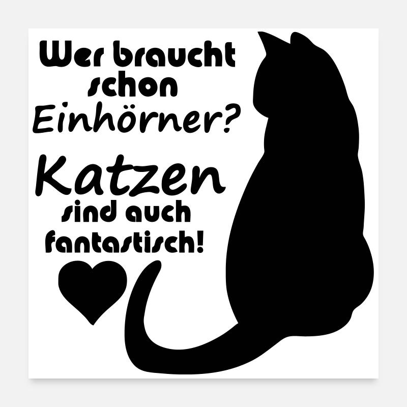 Katzen vs Einhörner Einhorn Katze Fun Geschenk Poster 60x60 cm