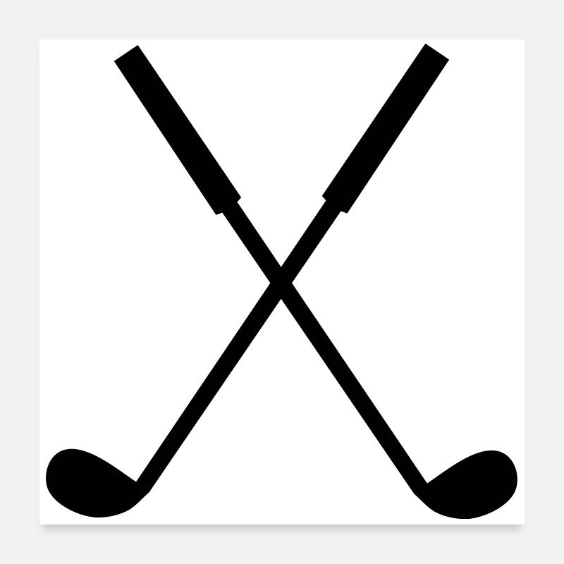 Golfschläger in schwarz Poster 60x60 cm