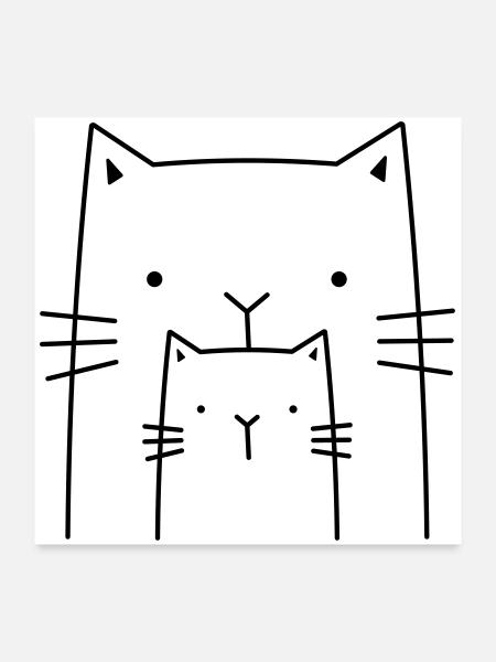 süße Kätzchen Katzen I Geschenk für Katzenfreunde - Poster 60x60 cm - Weiß - Vorne