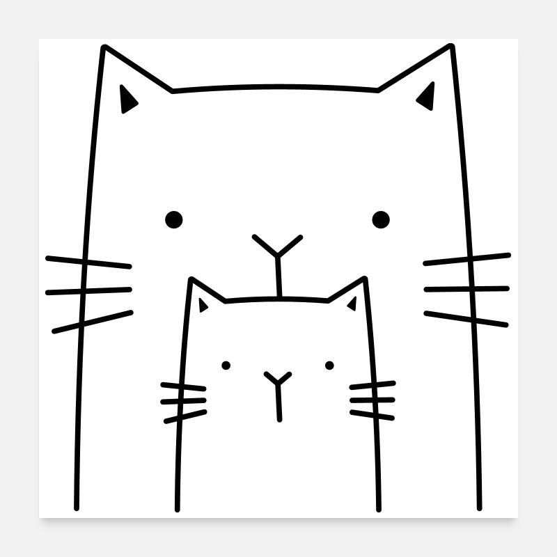 süße Kätzchen Katzen I Geschenk für Katzenfreunde - Poster 60x60 cm - Weiß